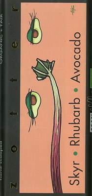 Zotter, Hand Scooped, Skyr, Rhubarb & Avocado, 50% Milk Chocolate Bar