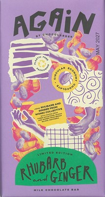 Chocolarder, Again, Rhubarb & Ginger, 50% Milk Chocolate Bar