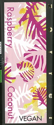 Zotter, Hand Scooped, Vegan, Raspberry& Coconut, 70% Dark Chocolate Bar