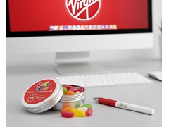 Branded tin of jelly beans lifestyle shot