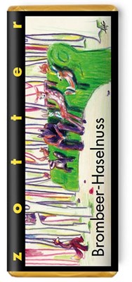 Zotter, Hand Scooped, Blackberry & Hazelnut, 50% Milk Chocolate Bar