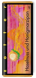 Zotter, Hand Scooped, Hazelnut & Honey Marzipan, 50% Milk Chocolate Bar