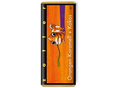 Zotter, Hand Scooped, Orange, Caramel & Coconut, 70% Dark Chocolate Bar