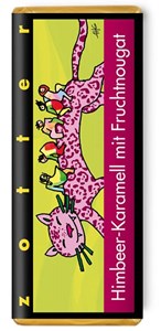 Zotter, Hand Scooped, Raspberry, Caramel, Fruit Praline, 50% Milk Chocolate Bar