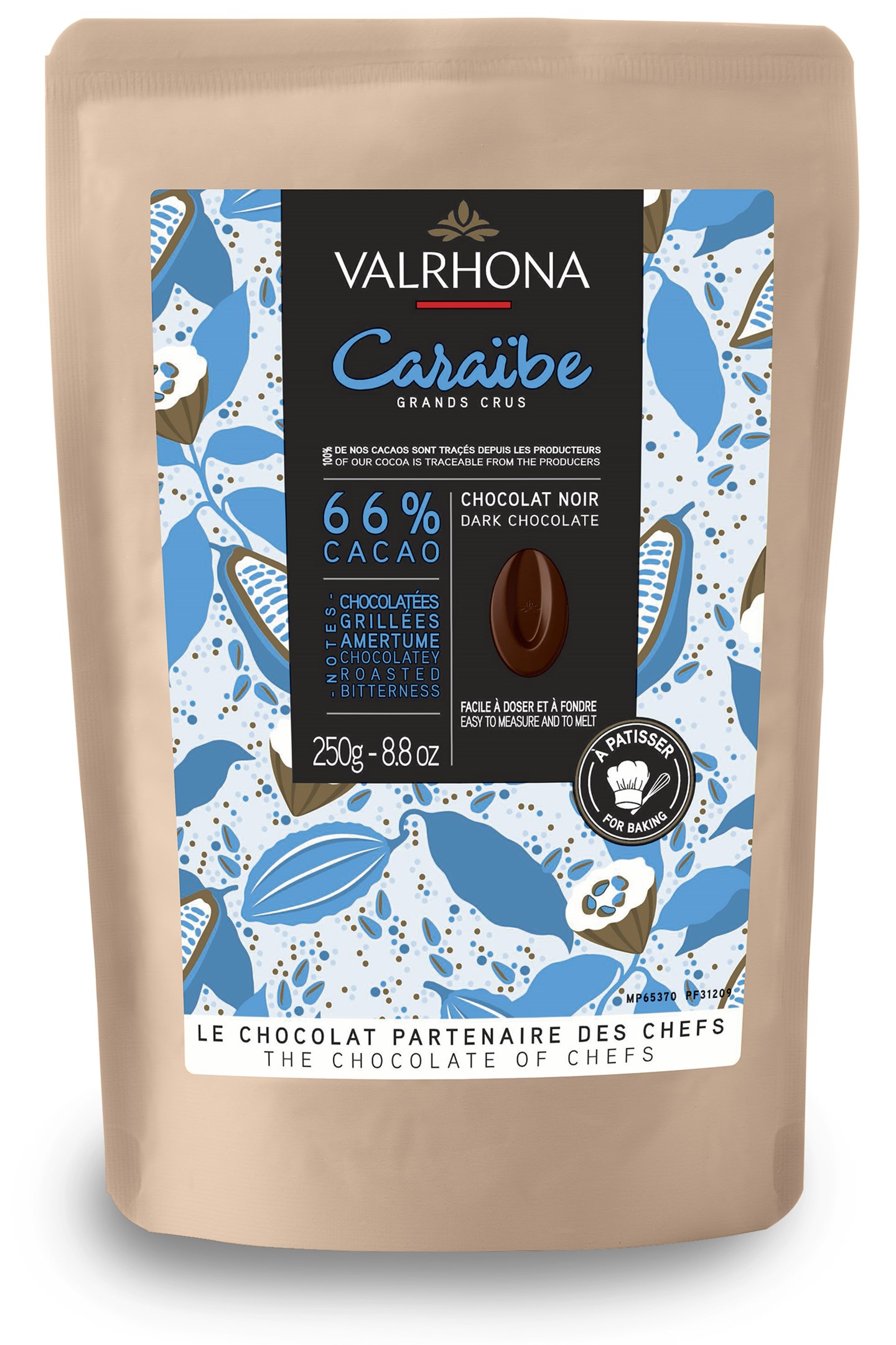 VALRHONA Caraibe 66% Cacao Dark Chocolate Chips 250g