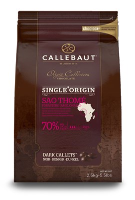 Callebaut, single origin Sao Thome 70% dark chocolate chips (callets)