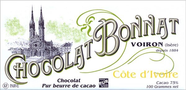 Bonnat, Cote d'Ivoire, 75% dark chocolate bar