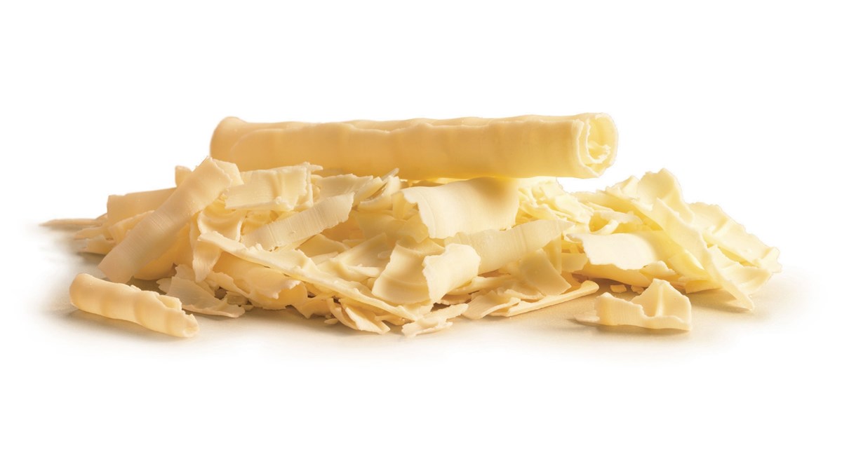 Callebaut white chocolate shavings 2.5kg Chocolate Trading Co