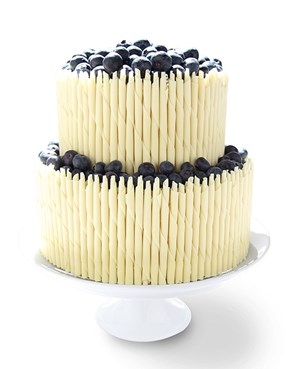 White chocolate pencils decorated cake