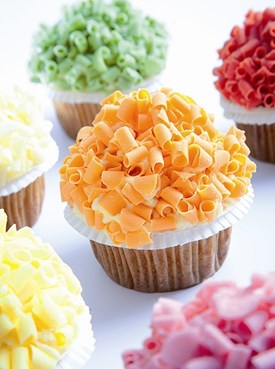 Chocolate curls cupcake decorations