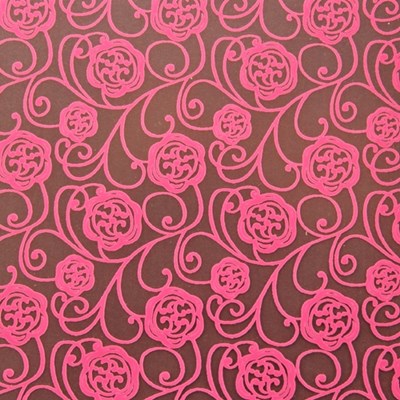 Pink floral swirl chocolate transfer sheets on dark