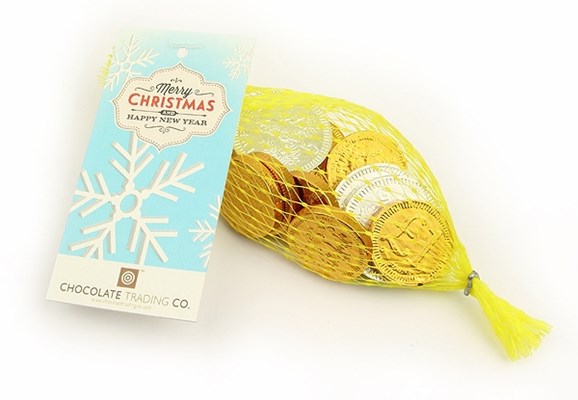 Net of Christmas chocolate coins