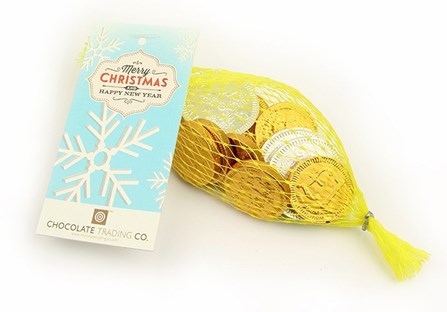 Net of Christmas chocolate coins