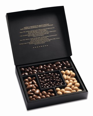Valrhona Collection enrobed nuts and fruit gift box
