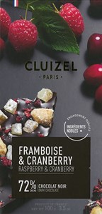 Michel Cluizel Framboise & Cranberry 72% Cacao Dark Chocolate Bar