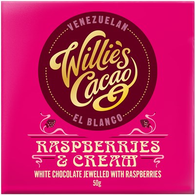 Willie's, Raspberries & Cream white chocolate bar