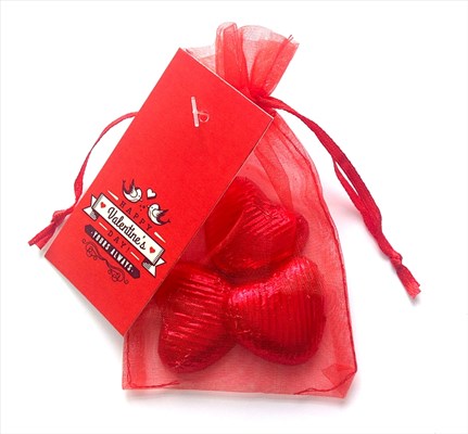 Personalised Valentine's Day Organza Gift Bag of Hearts