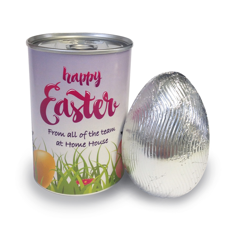 Personalised Tin Can with 55g Easter Egg Chocolate Trading Co