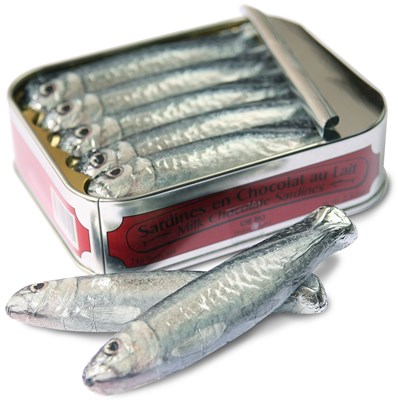 Tin of milk chocolate sardines