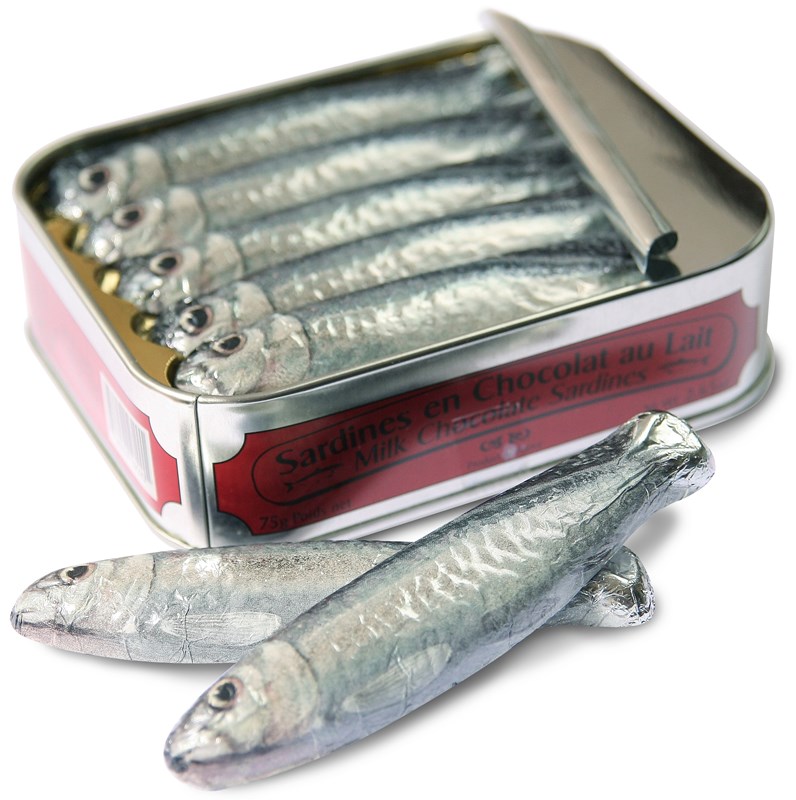 Cluizel Tin of milk chocolate sardines online UK