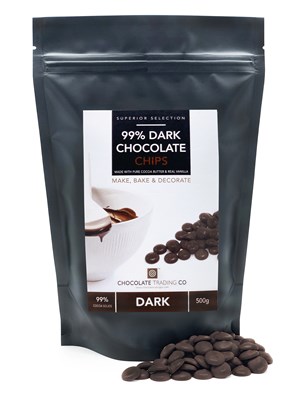 99% cocoa content dark chocolate chips