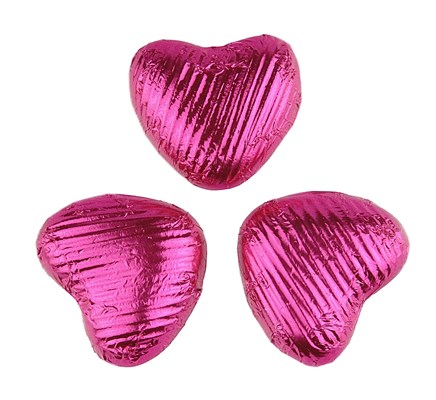 Fuschia pink, milk chocolate hearts
