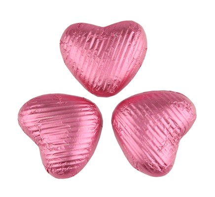 pale pink, milk chocolate hearts