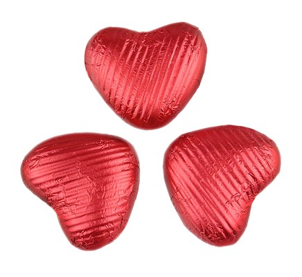 Red, milk chocolate hearts