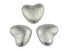 Silver, milk chocolate hearts