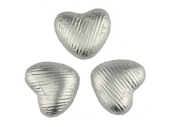 Silver, milk chocolate hearts