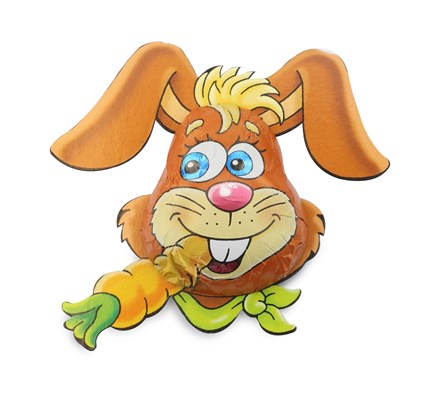 Easter chocolate bunny carrot cruncher, foiled with card base