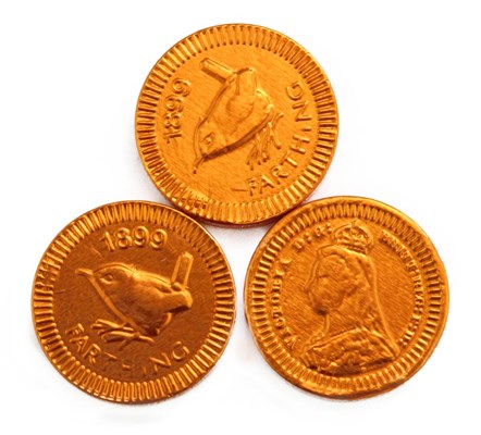 Copper farthing chocolate coin